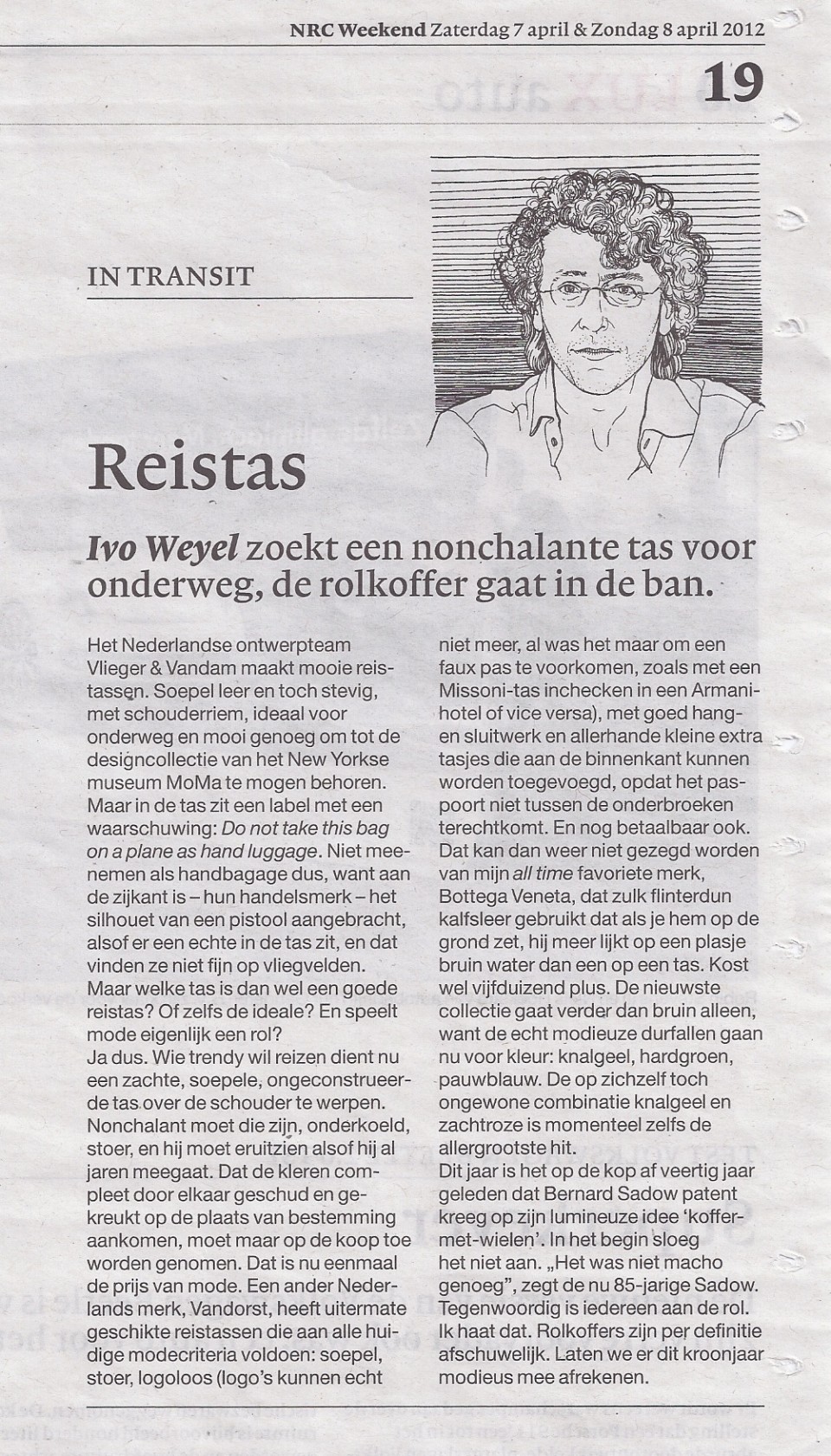 Article by Ivo Weyel in NRC April 7